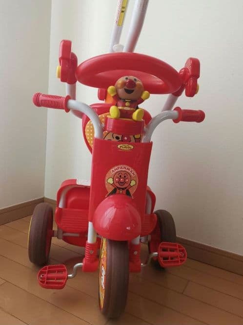 室内保管品☆それいけ!アンパンマン 折りたたみ三輪車 オールインワン