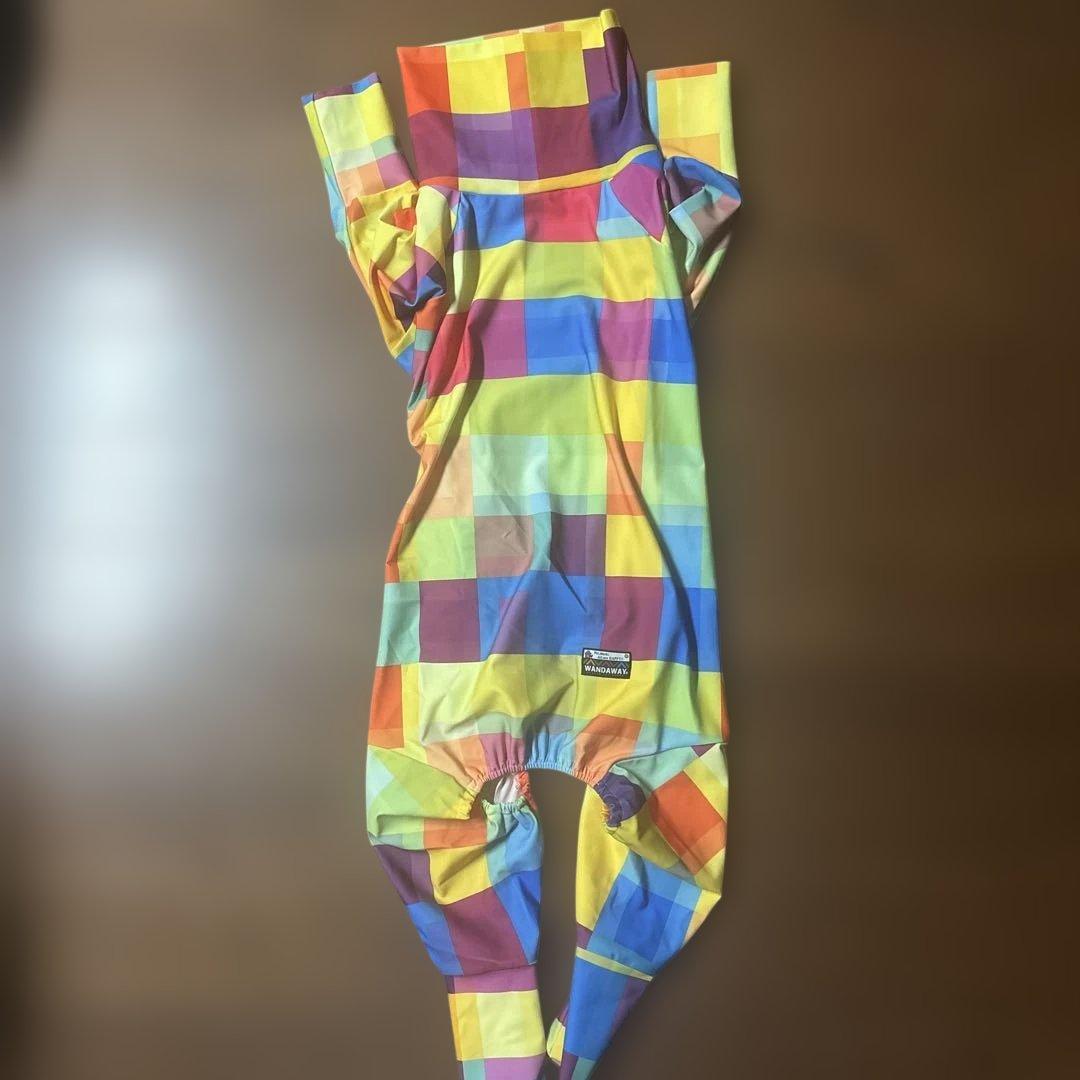 WANDAWAY カラフルチェック犬用レインコート