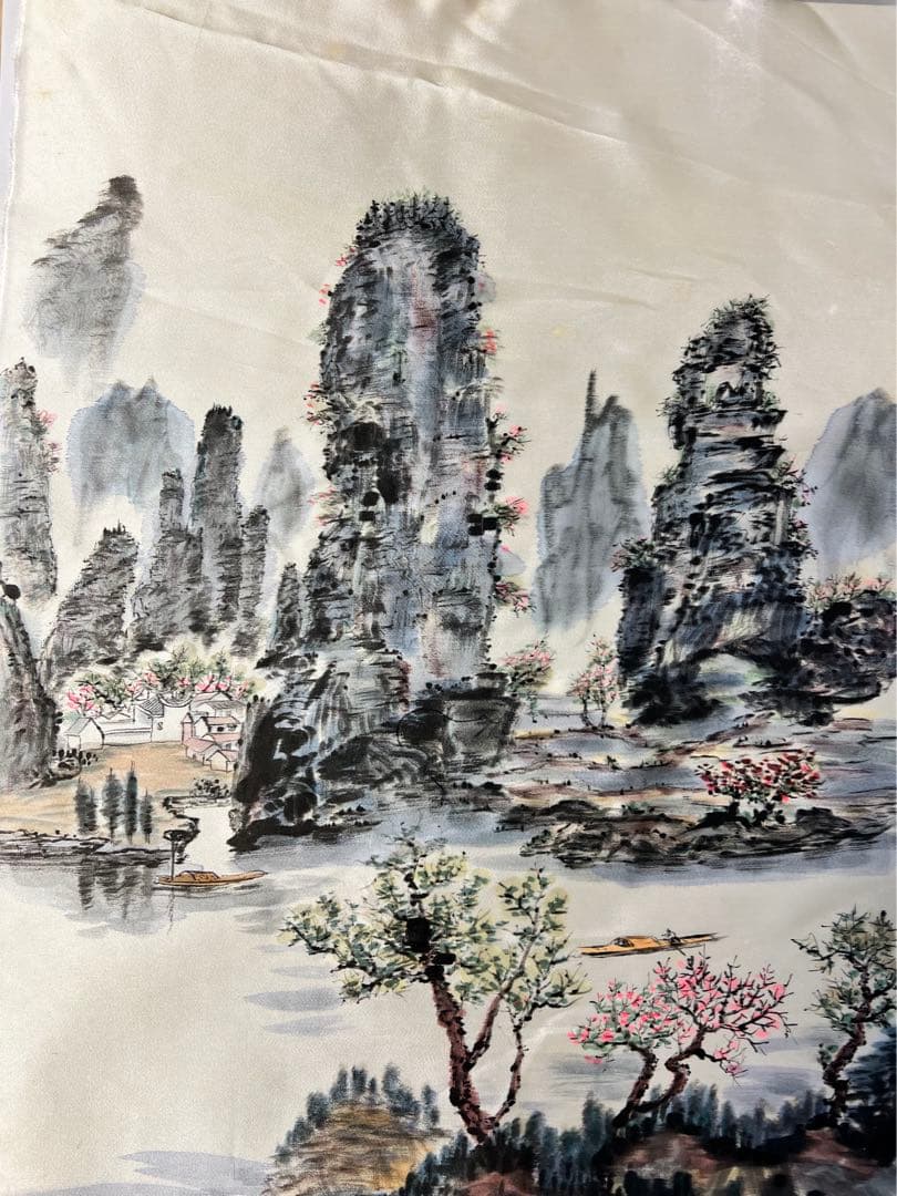 シルク水墨画 山水画 風景画