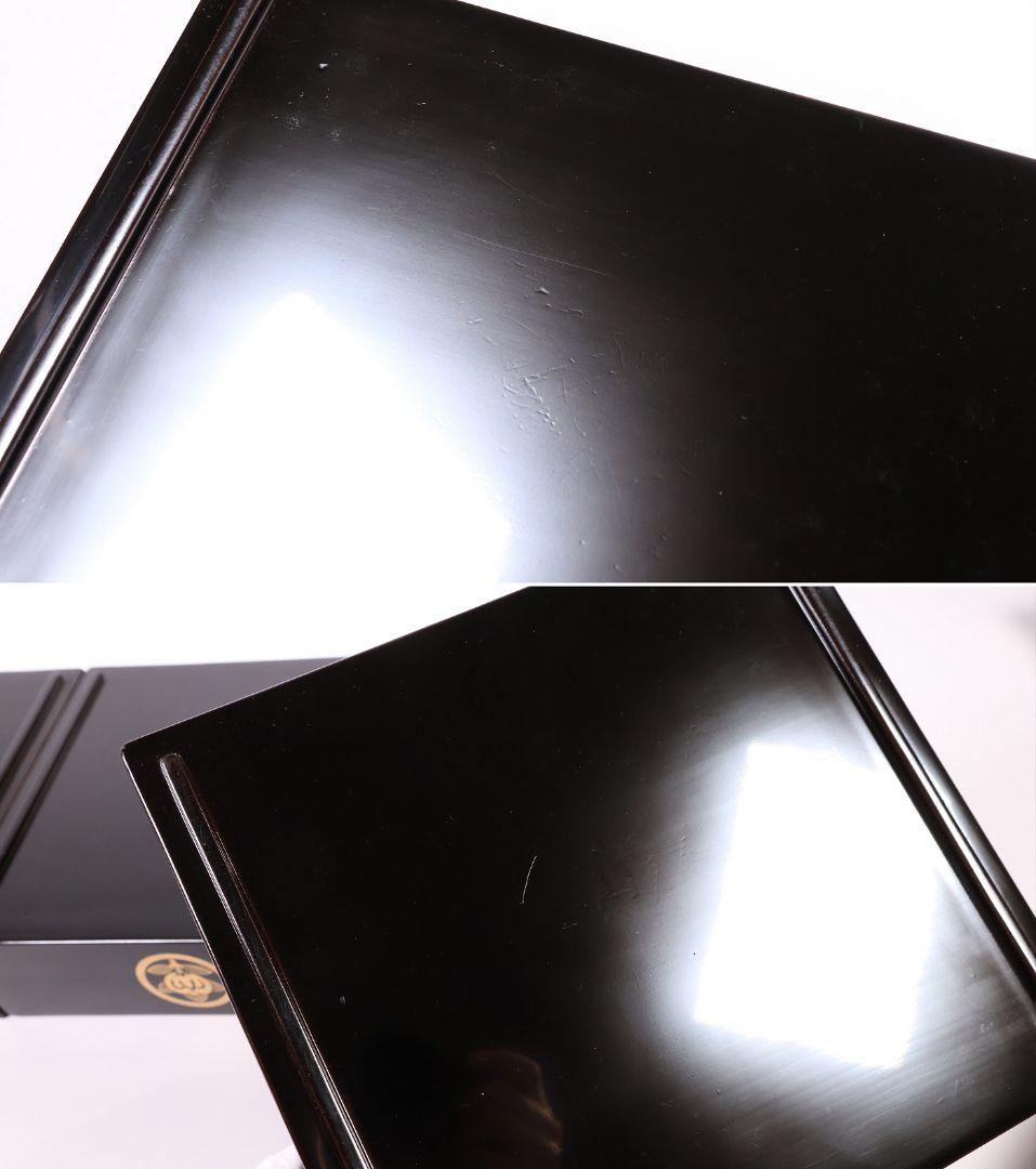 【MB37】輪島塗 丸に橘 家紋付 沈金 黒塗 内朱塗 五段重箱 蓋二枚 木製