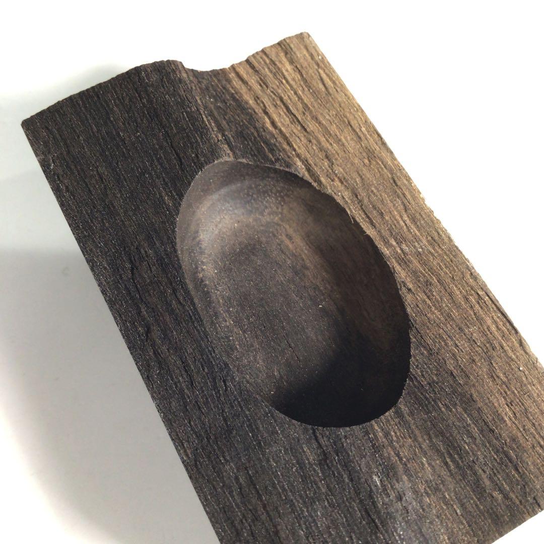 Ｎ７２９　香合　『中林星山作』『芦に雁蒔絵』『黒柿割香合』　共箱　茶道具