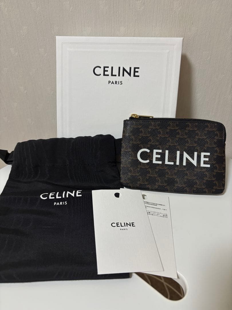 【美品】CELINEプリント入りトリンオフキャンバス パース