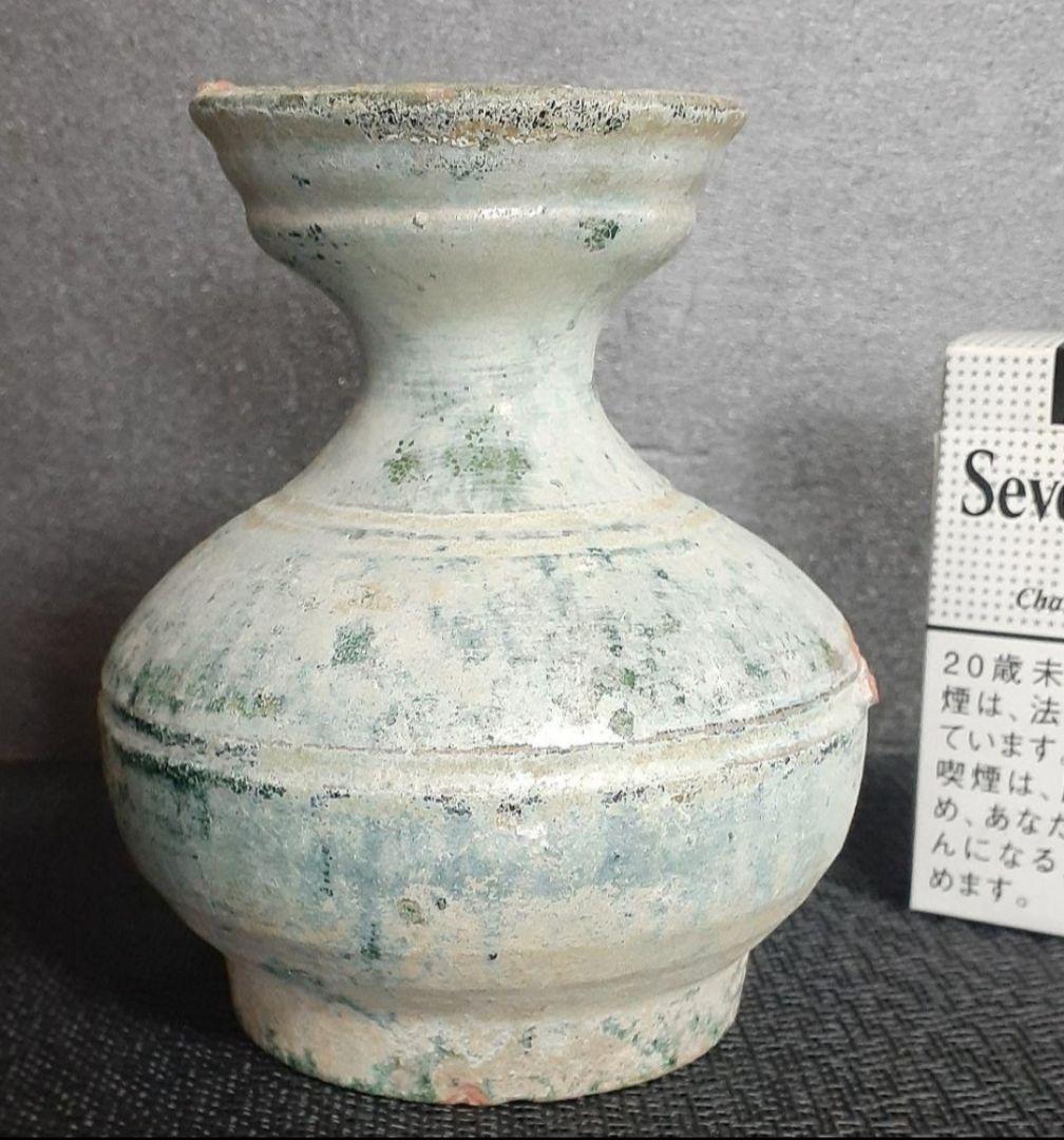 【本物保証❗️】中国古美術　中国古陶磁器　古玩　古代陶磁器　漢時代　漢緑釉銀化壺
