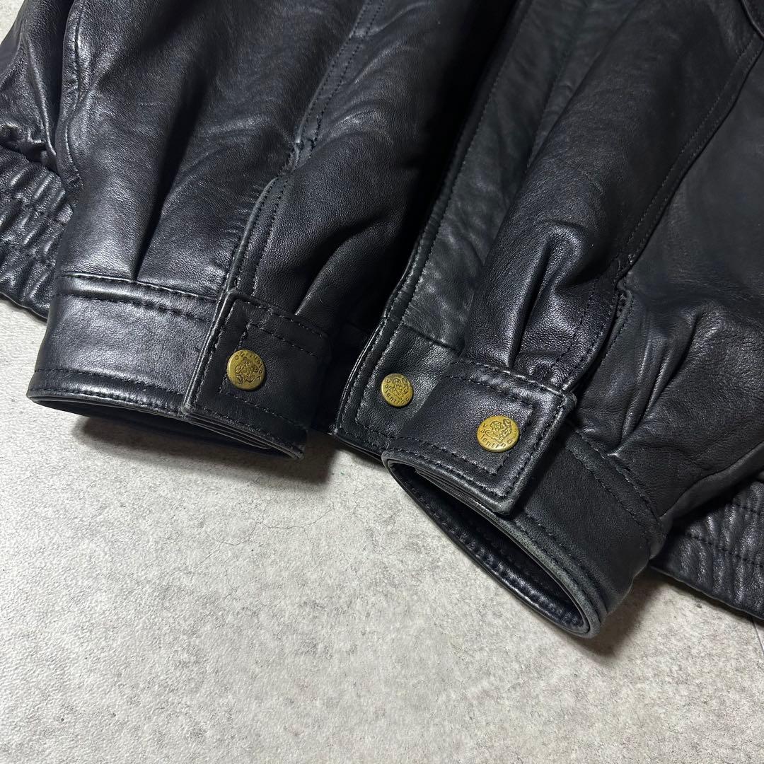 美品 Valentino uomo レザー ブルゾン 44 黒 深水光太