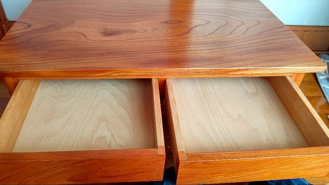 値下げ！昭和レトロ 古家具 木製　引き出し付　けやき　欅　座机　アンティーク