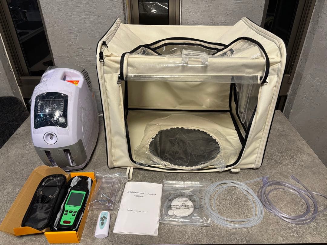 ペット用 酸素室セット Sサイズ 酸素濃縮器・酸素濃度計付き