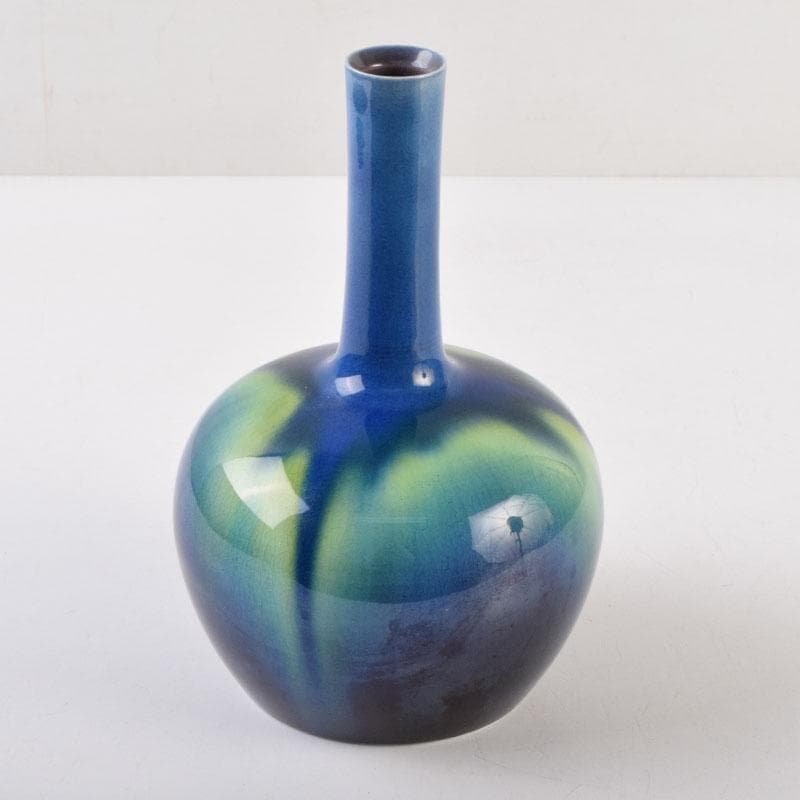 九谷焼　柳雨軒　三代八十吉　徳田正彦作　彩釉　花入　V　9198