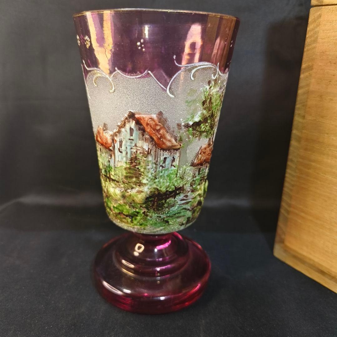 フランスガラス工芸品 手作り金赤グラス 西洋アンティーク 蒐集家放出美品 骨董