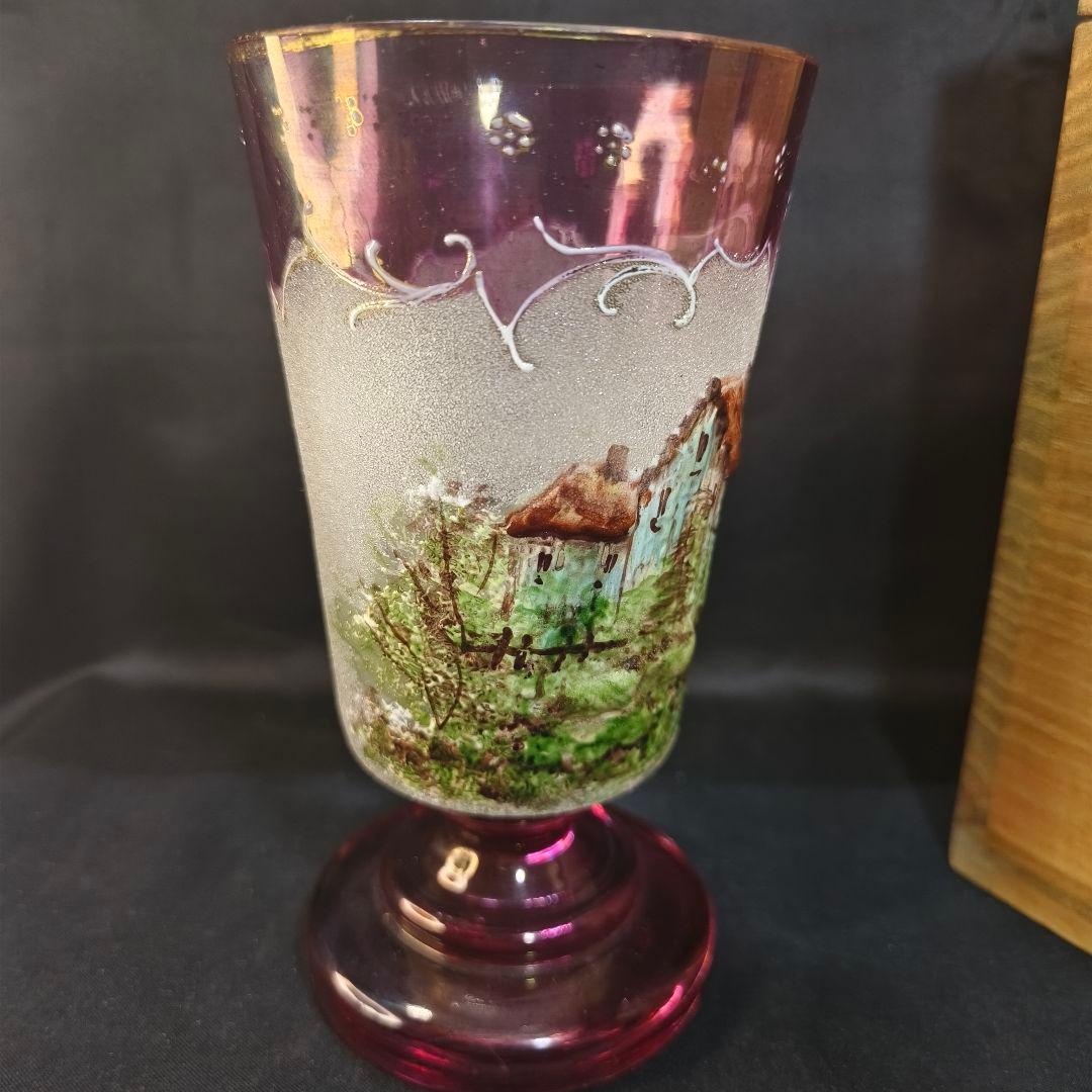 フランスガラス工芸品 手作り金赤グラス 西洋アンティーク 蒐集家放出美品 骨董