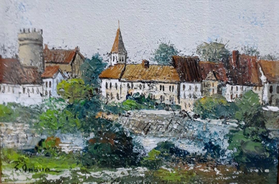 真筆保証　井上しげひろ筆　題　ルクセンブルク　油彩　SM    キャンバス