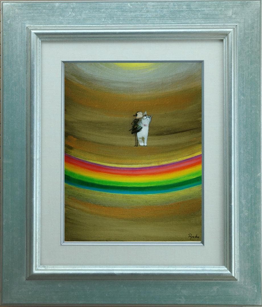 油絵 菅家令子 絵 絵画 インテリア F3-030919 可愛い子猫子犬と女の子