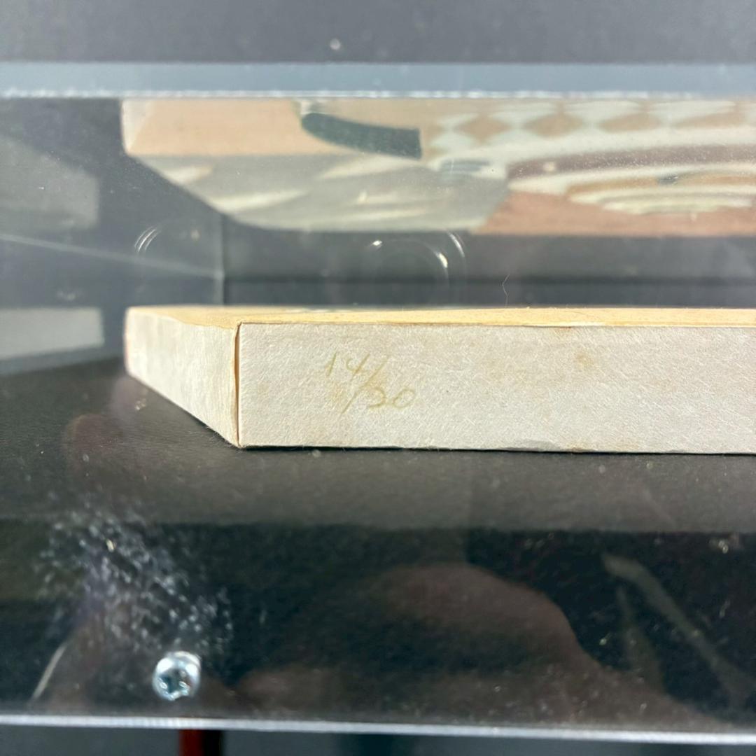 美品 岩切裕子「雲の記念日」木版画 直筆サイン・画廊シール有 お洒落な立体額装