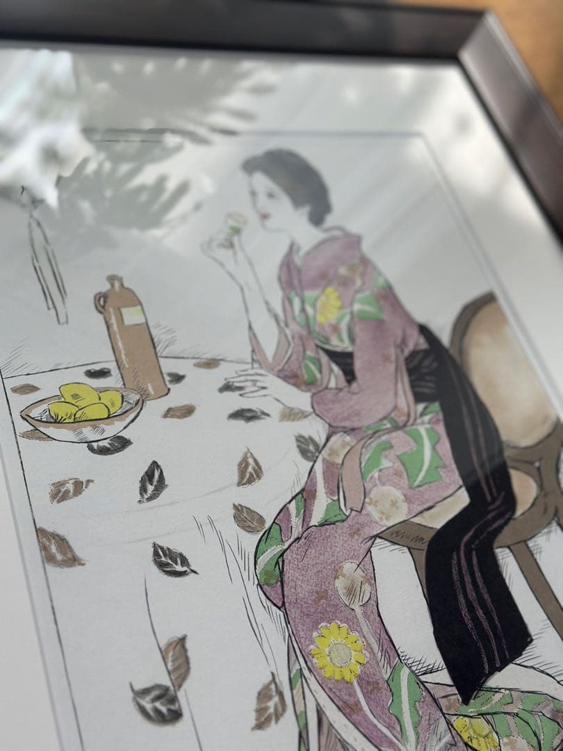 竹久夢二　青い酒　版画　リトグラフ　アート　58×47cm