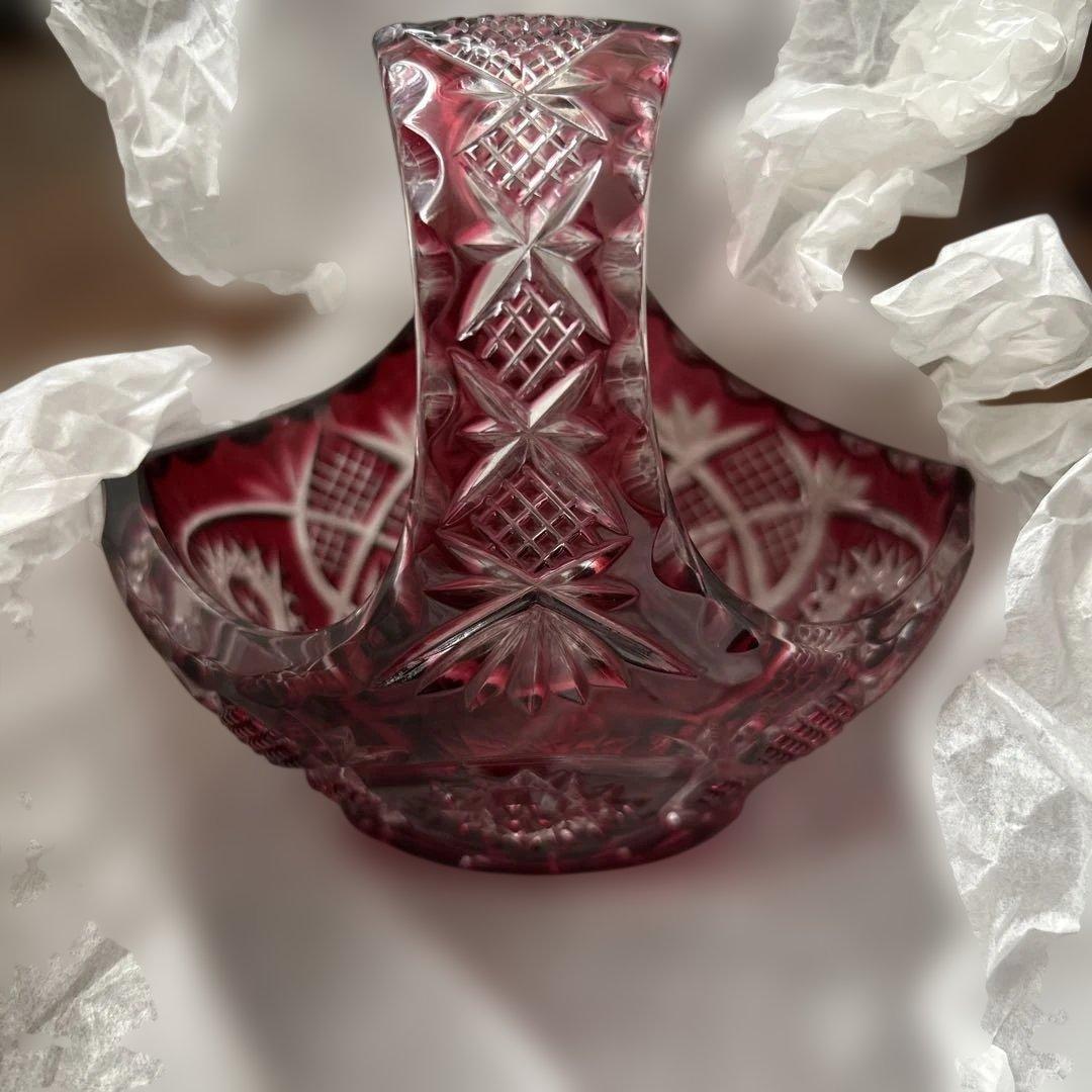 新品未使用　【NACHTMANN】ガラス製 バスケット 赤 ナハトマン