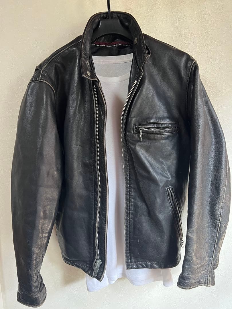 【古着】レザー シングルライダースジャケット