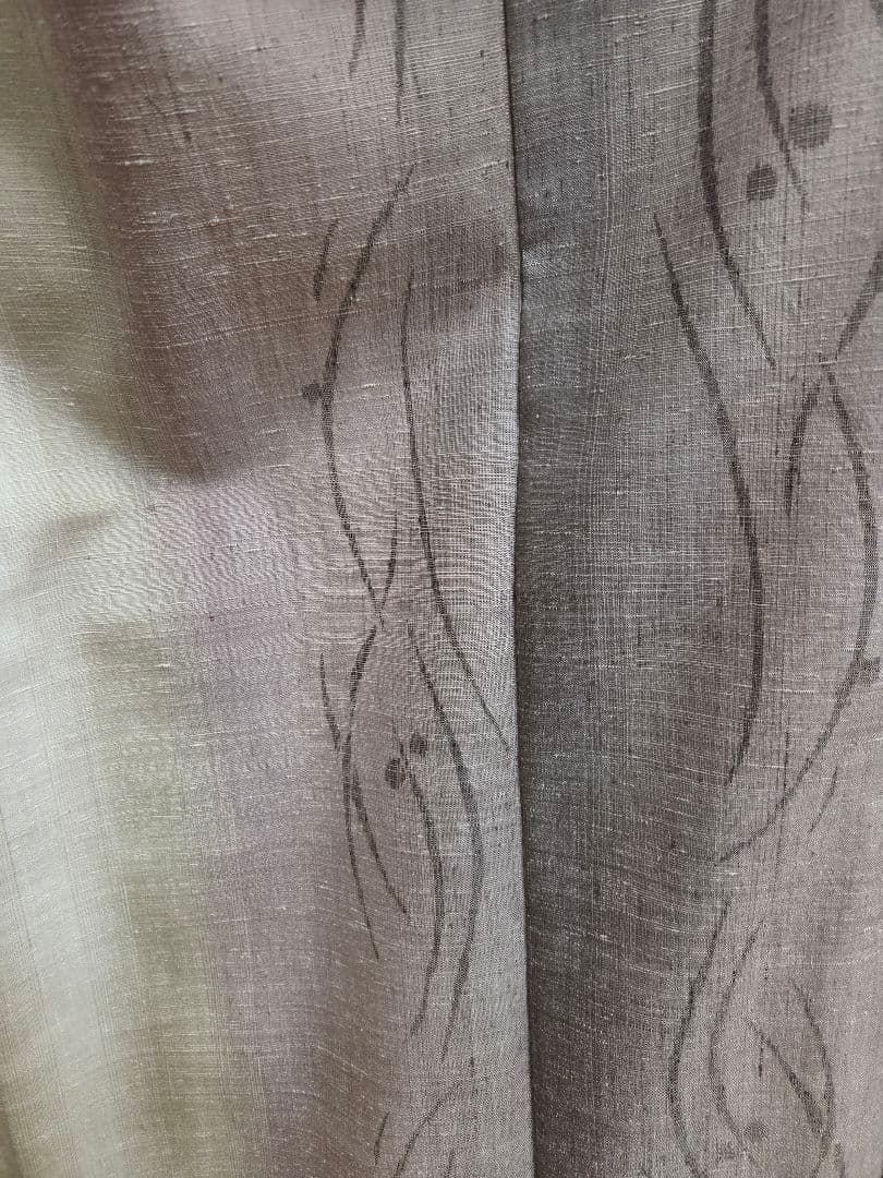 手織り創作民芸紬　たてわく露芝柄　4段ぼかし　しつけ付7512