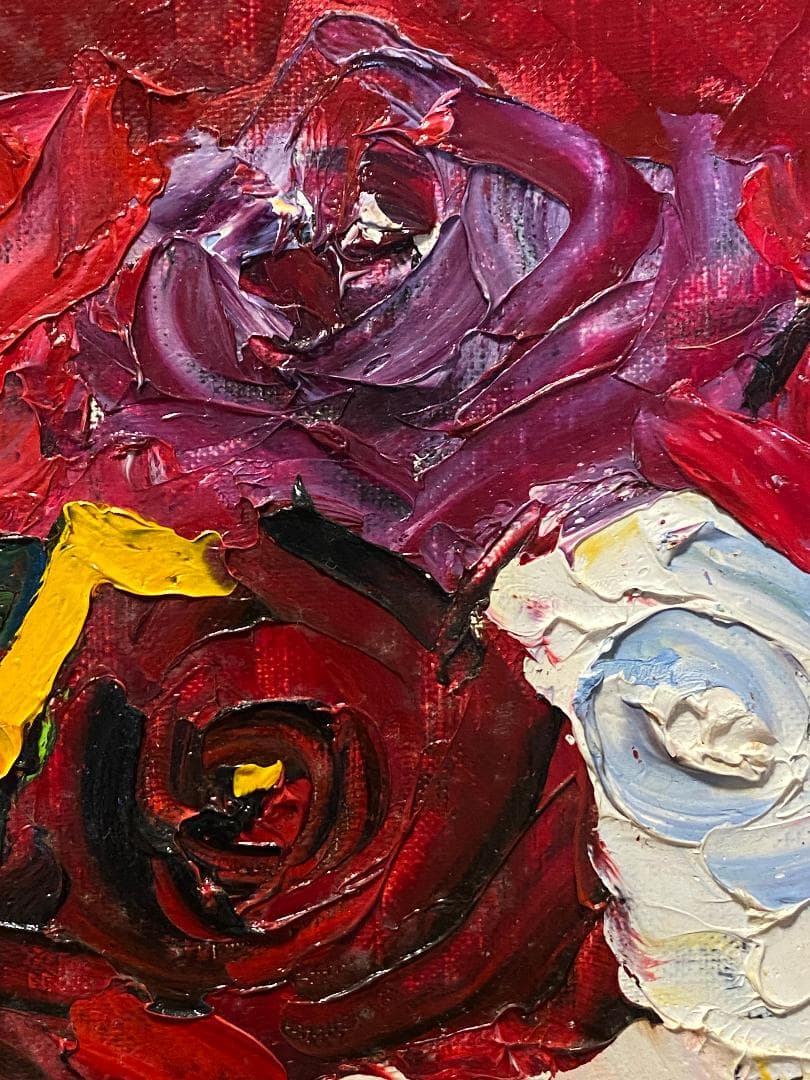 「真作」湯浅洋子「花」静物画　油彩画　額装　サイン有り　F8号