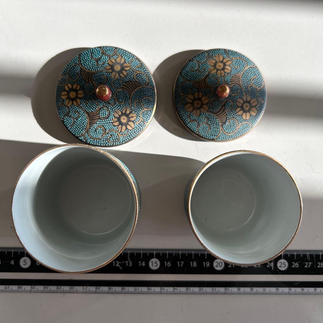 【稀品】　九谷焼き　ふた裏艶絵　春画　夫婦湯呑み