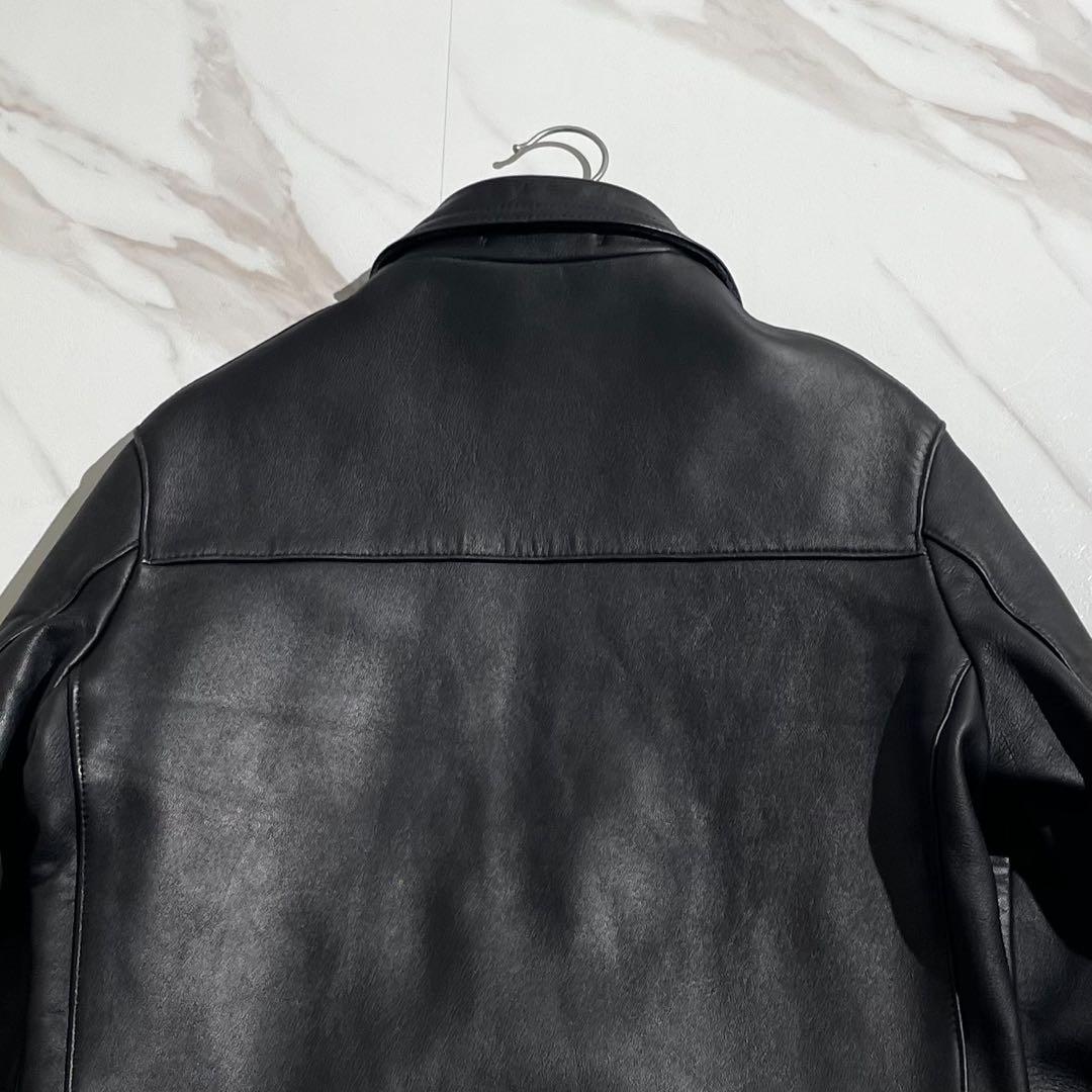 666 シングルライダースジャケット　タイトフィット　レザー　本革　メンズ