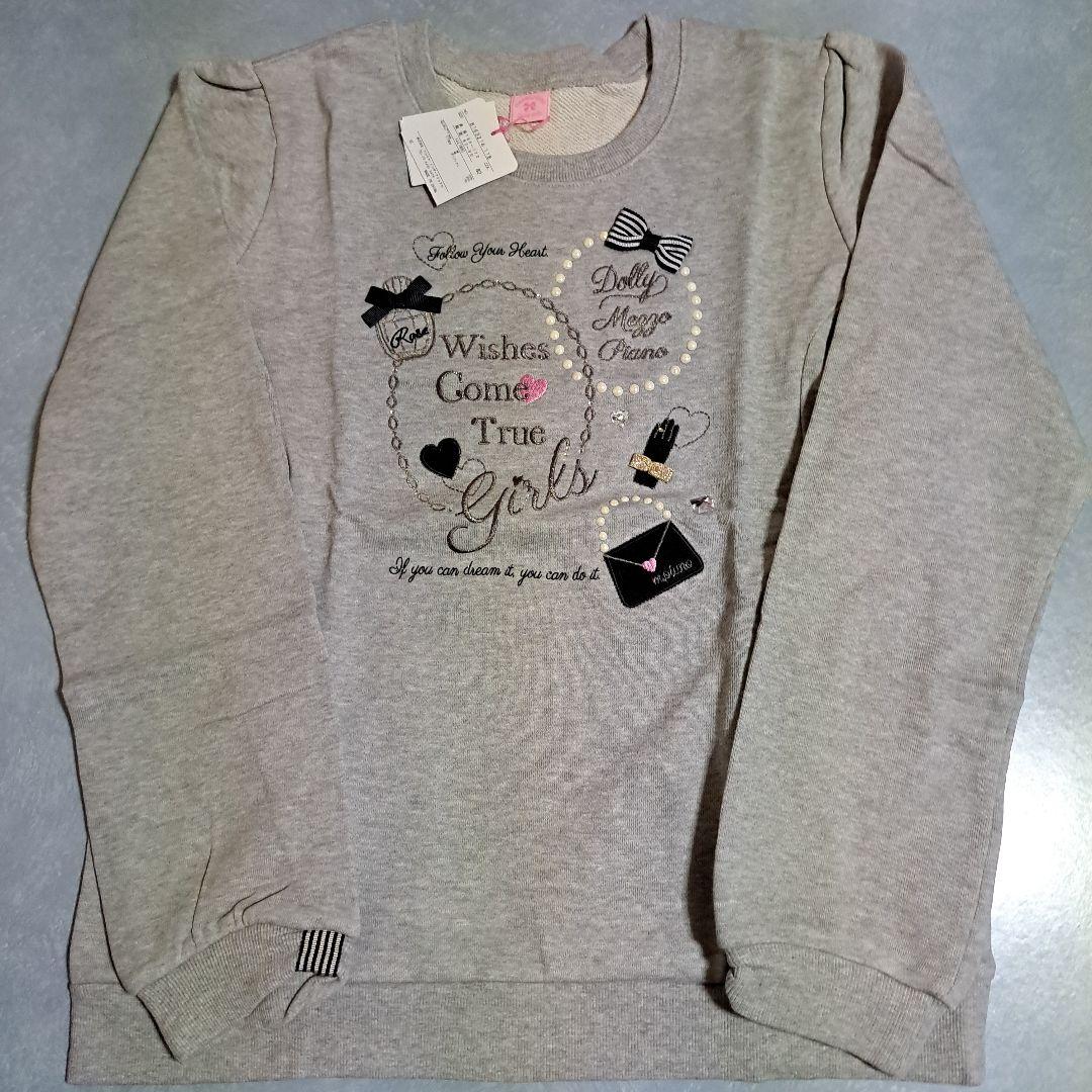 Mezzo piano-junioパールビーズいっぱいパフスリーブトレーナー