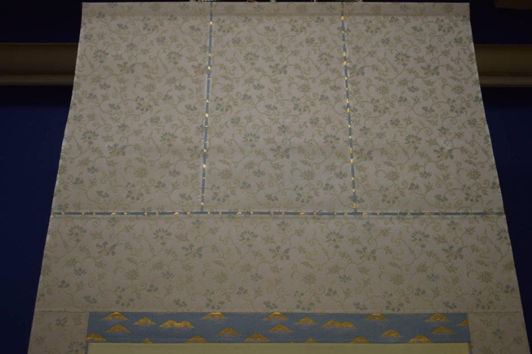 真作/善次郎/青緑山水図/塔山水図/桐共太巻二重箱付/布袋屋掛軸HI-934