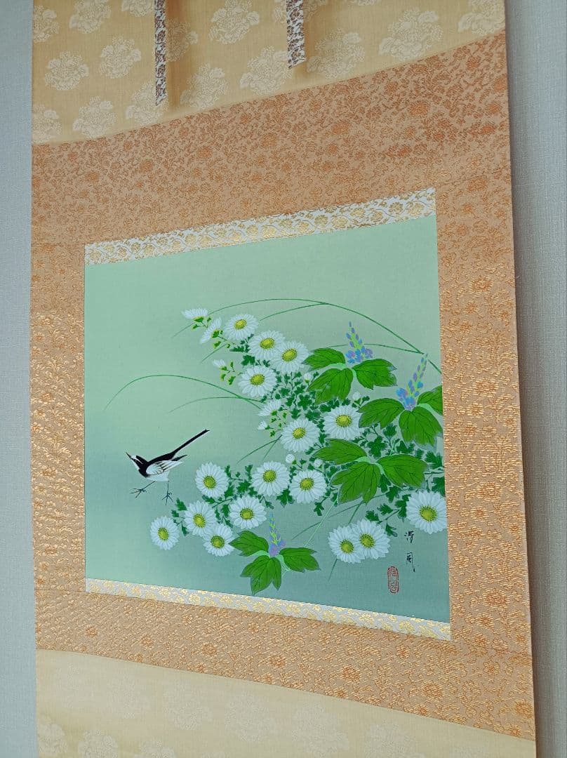 美品 軸 縁起物 おもてなし 絵 幸運 花鳥 神 中国 風水 美術 インテリア