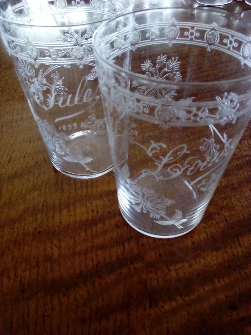 フランス オ—ルド タンブラーグラス ２客 (ペア )