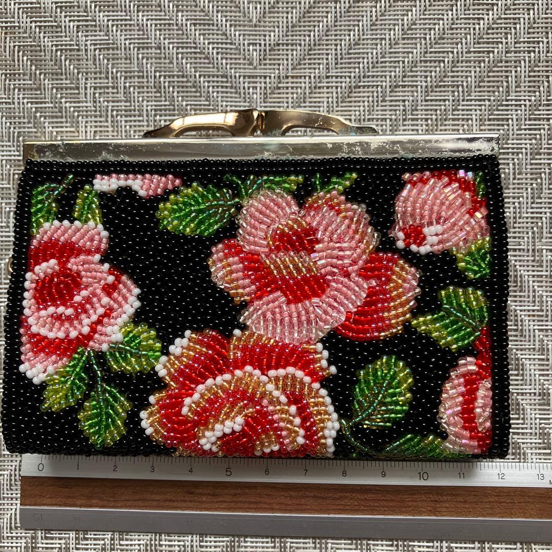 和装小物　ビーズバッグ　総ビーズ　ハンドバッグ　財布付き　鏡付き　アンティーク