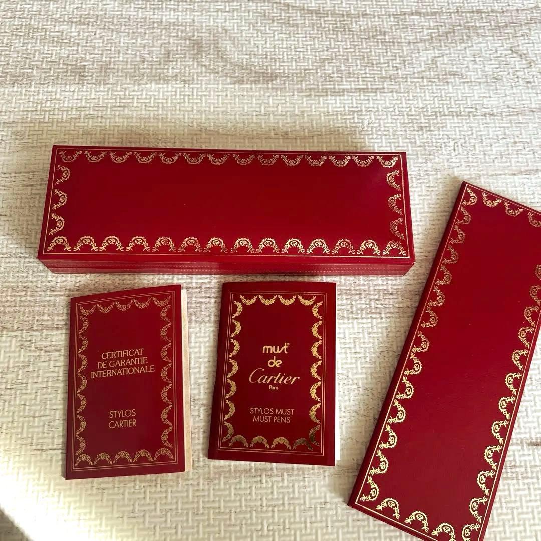 【美品】カルティエ　ボールペン　トリニティ　ゴールド　青インク　ストライプ