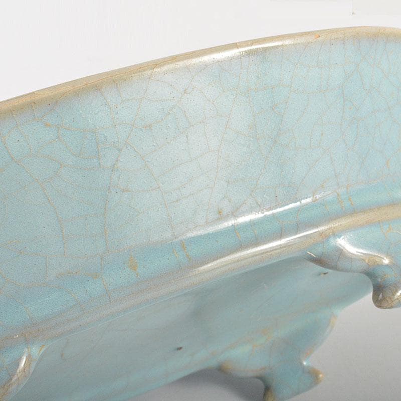 大発　中国　汝窯　天青釉　青磁　水盤　筆洗　水仙盆　C 6728E