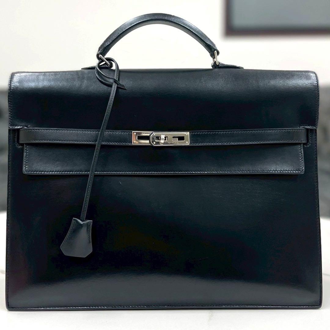 エルメス　ケリーデペッシュ38　ボックスカーフ　黒　ビジネスバッグ　□K刻印