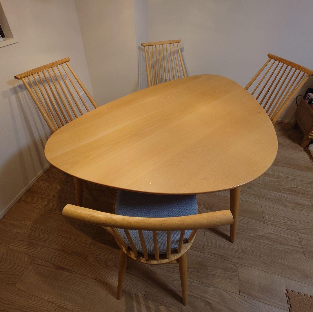 【柏木工】トライアングルテーブル・シビルチェア(クッション付き)ダイニングセット