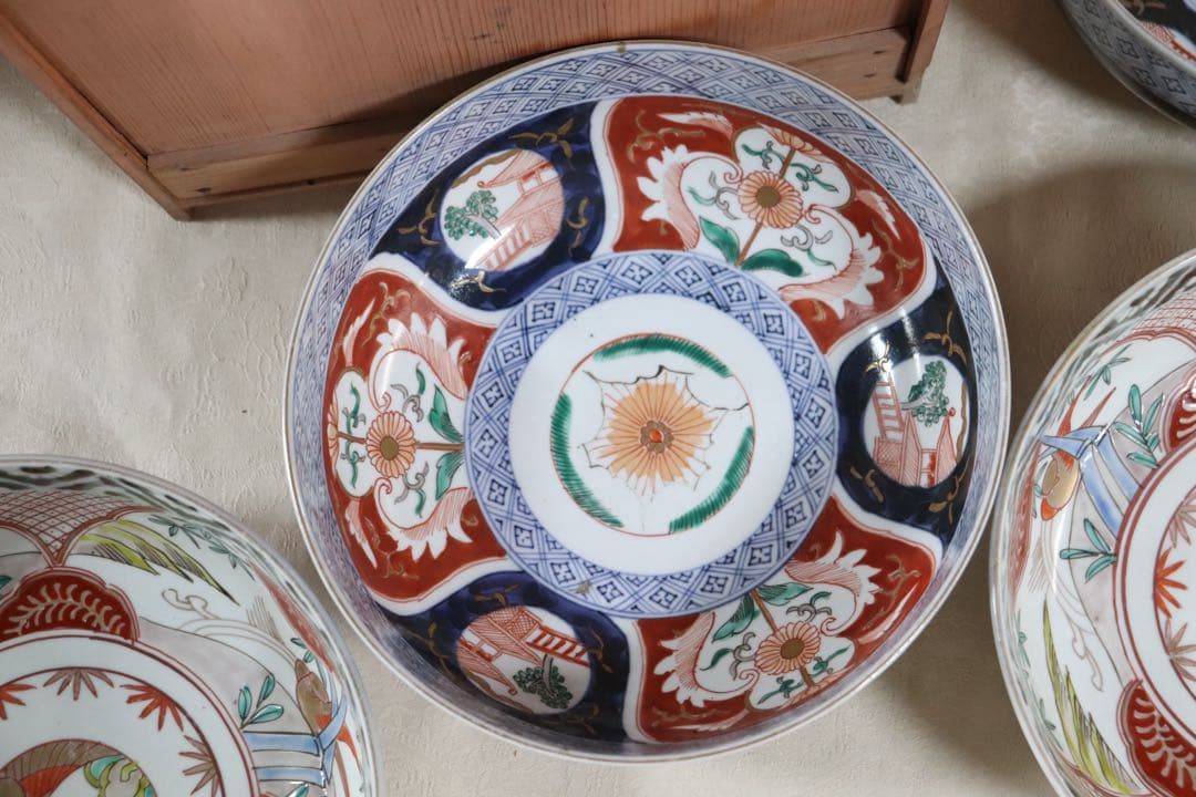 江戸　伊万里錦絵大鉢2種4点　共箱　送料込み250518