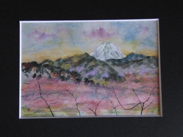片岡鶴太郎、【富士に桃】、希少な額装用画集より、新品額装付、状態良好