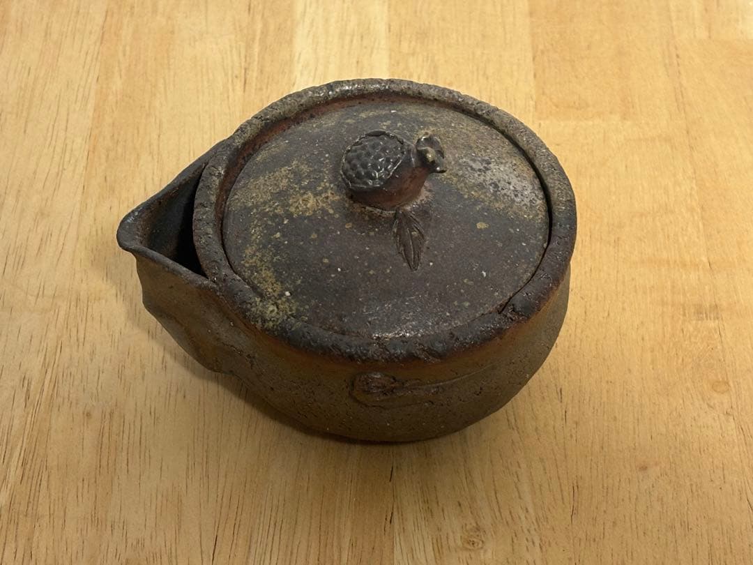 76.備前焼 宝瓶 登り窯 柘榴 ザクロ 手びねり 急須
