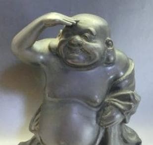 置物●古銅製とても良い笑顔の布袋様 古い銅器 布袋さん 古民具 時代物 骨董品■