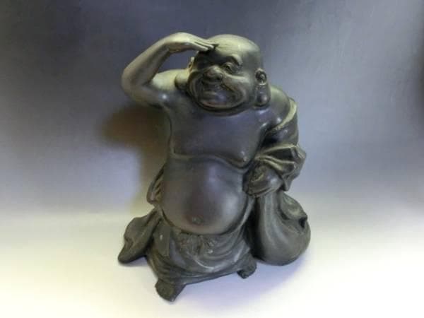 置物●古銅製とても良い笑顔の布袋様 古い銅器 布袋さん 古民具 時代物 骨董品■