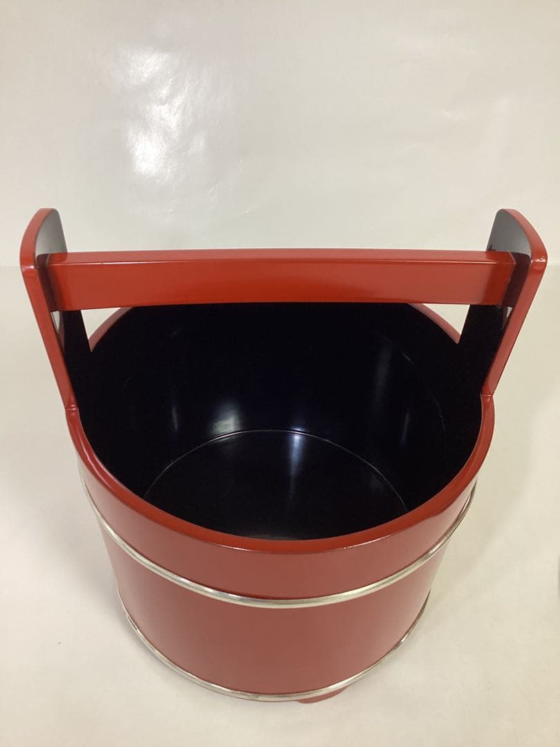 手桶水指 朱 塗師 陽斎 木箱入 茶道具 古物品