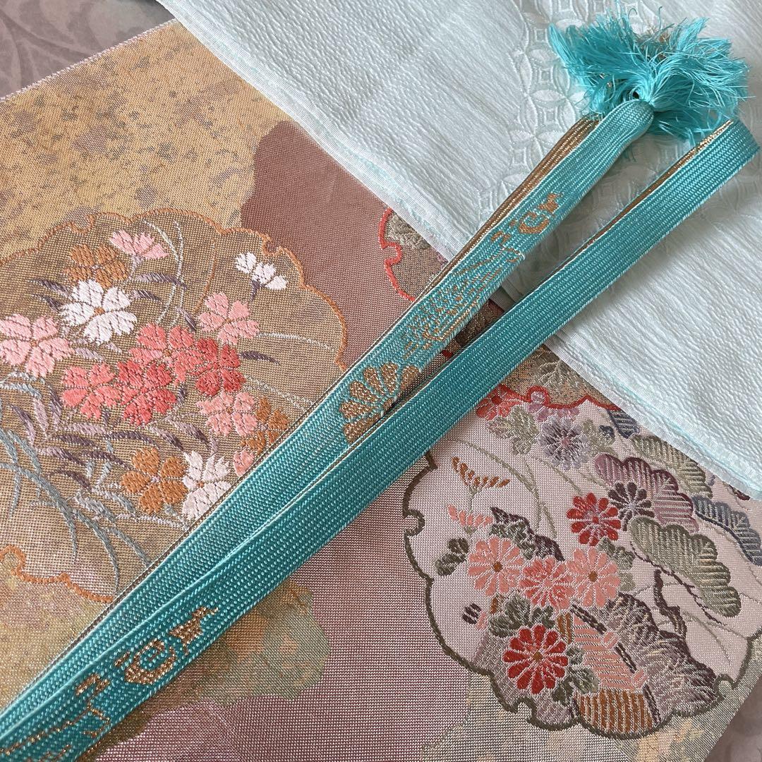 訪問着+長襦袢　フルセット　四季草花　綸子　繊細な中の豪華さ　金彩加工　H5