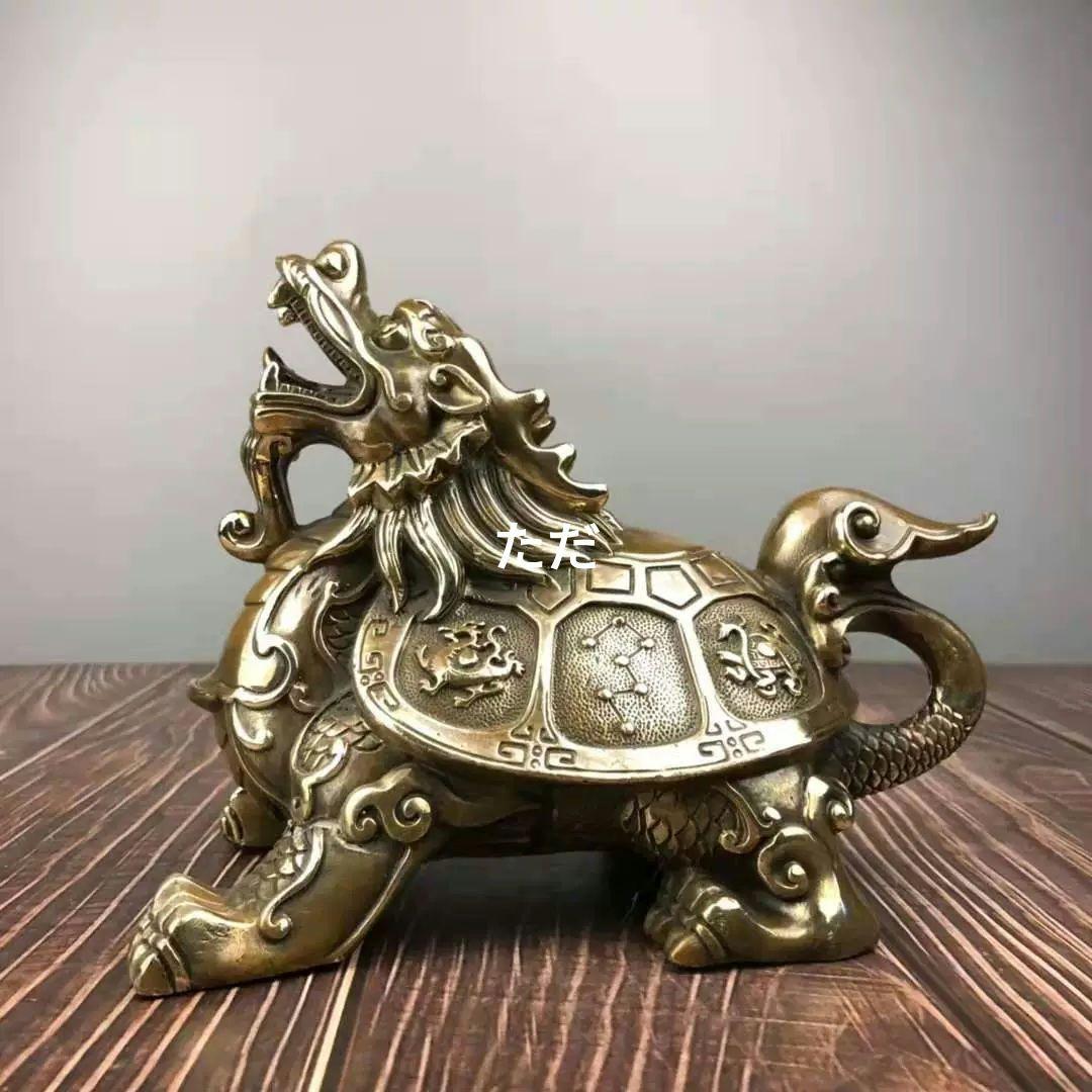 銅器 竜亀 四神獣亀 鎮宅 辟邪 開運 風水 招財 置物 工芸品 装飾品