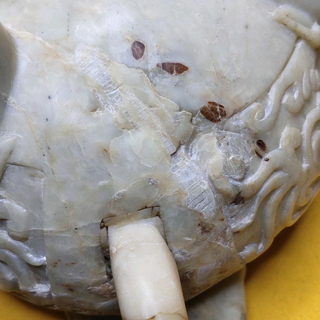 玉石彫刻 遊環香炉 木彫り台 共箱 石細工 アンティーク 旧家蔵出 風水グッズ