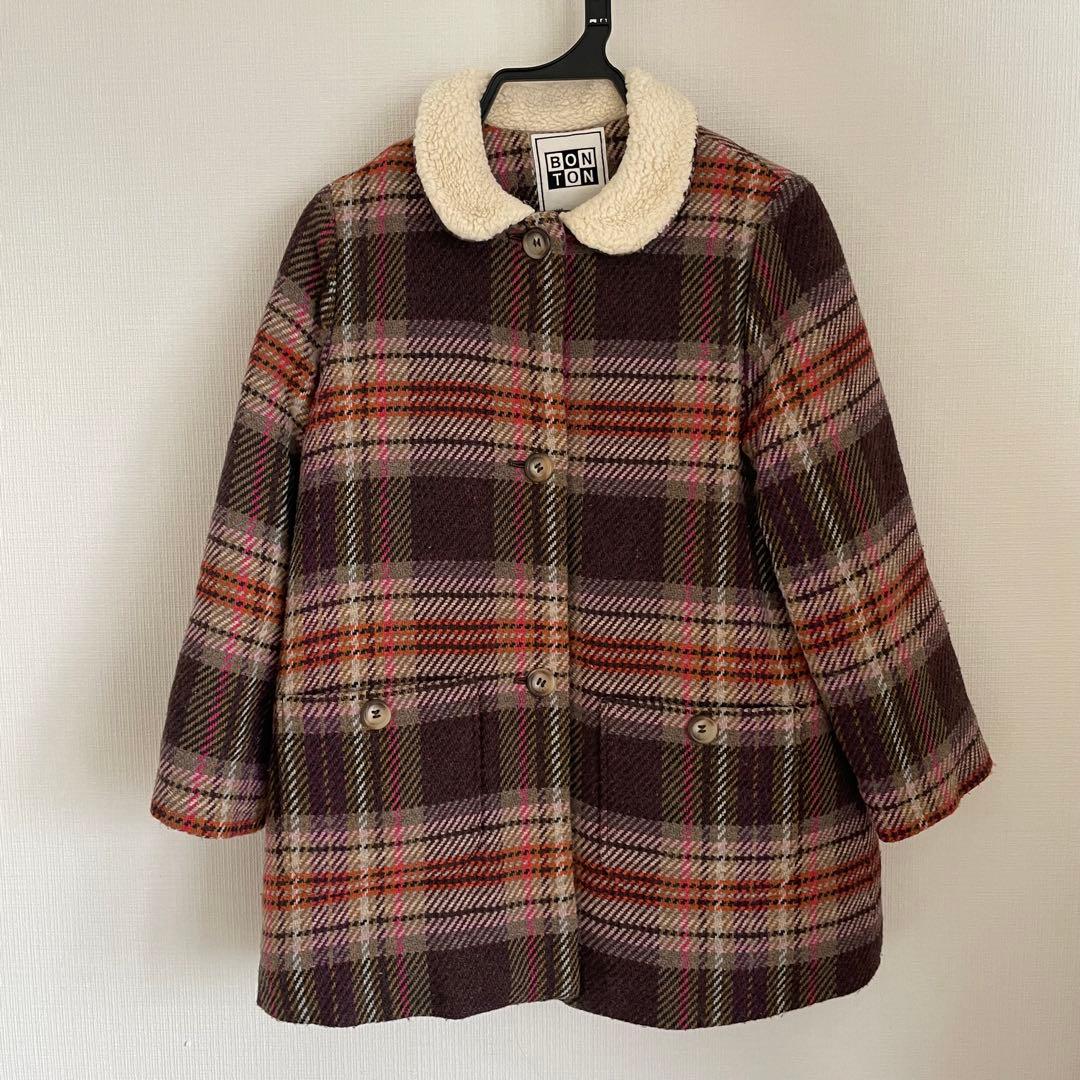 BONTON チェック柄コート 8y