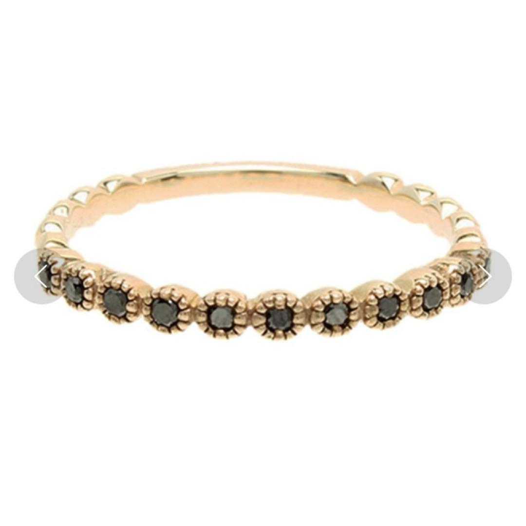 (希少品)agete K10 ブラックダイヤモンド リング 9号