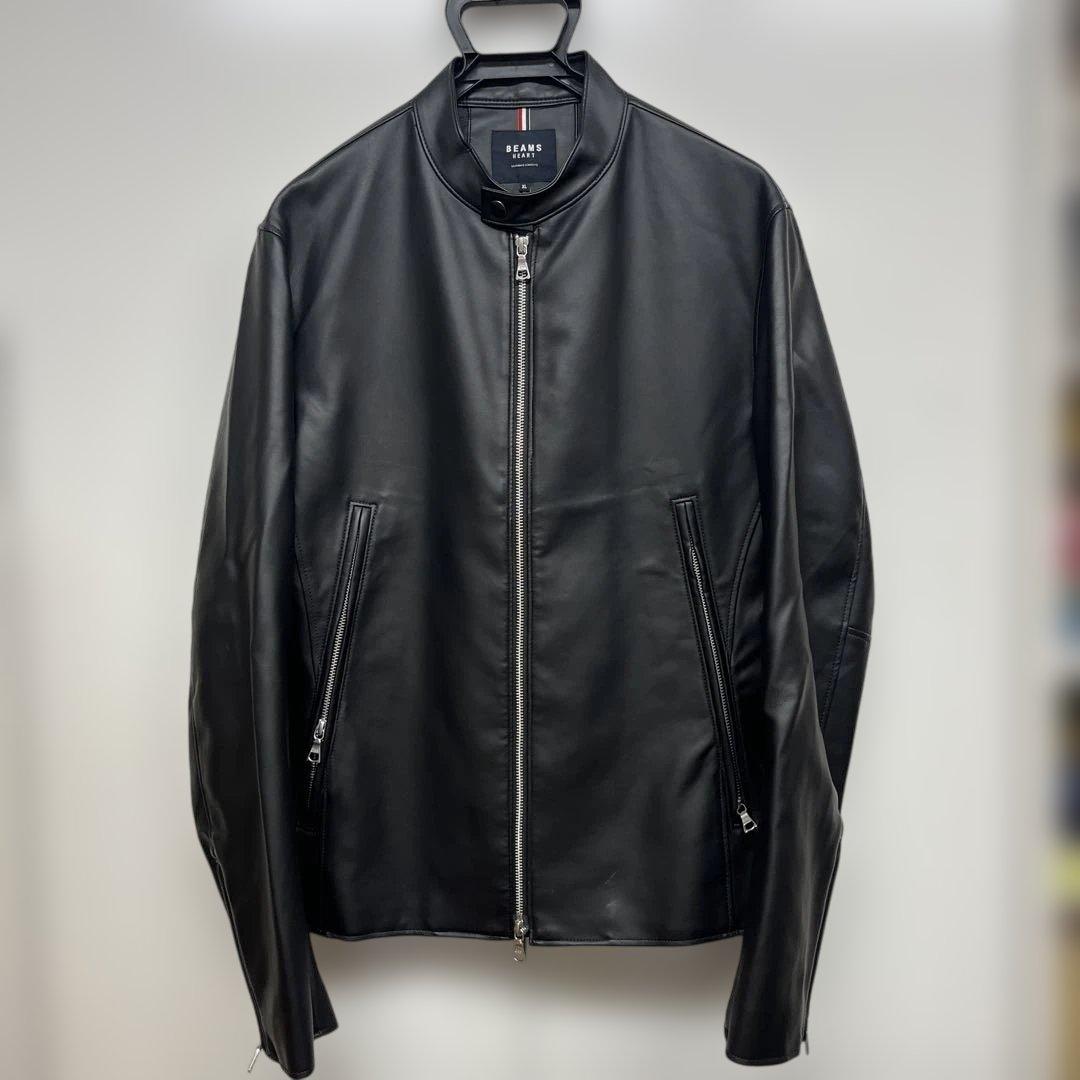 BEAMS HEART シングルライダースジャケット XL ブラック J58