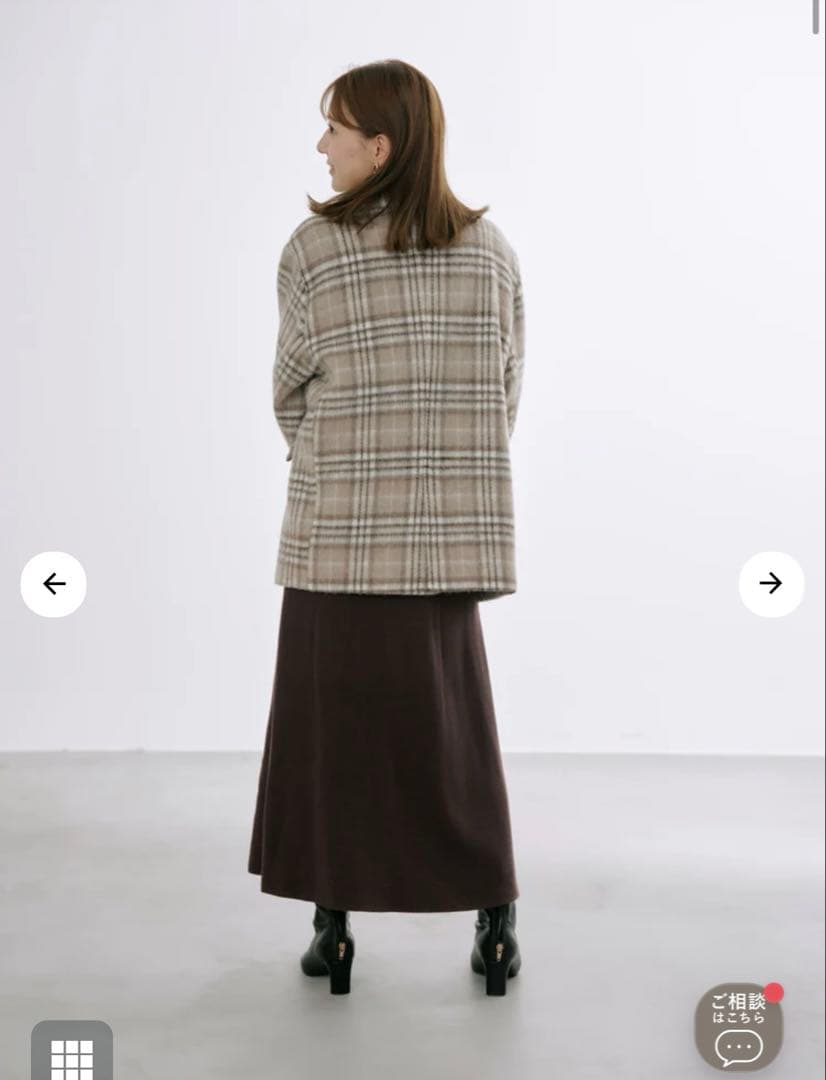 【美品】COHINA ウールシャギーチェックダブルコート