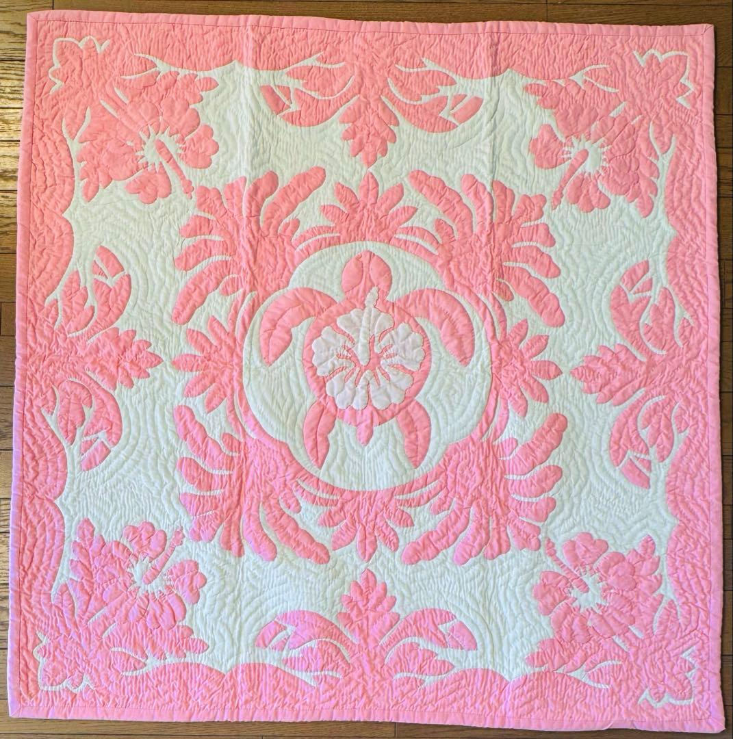 ハワイアンキルト　ホヌ柄　タペストリー　大判