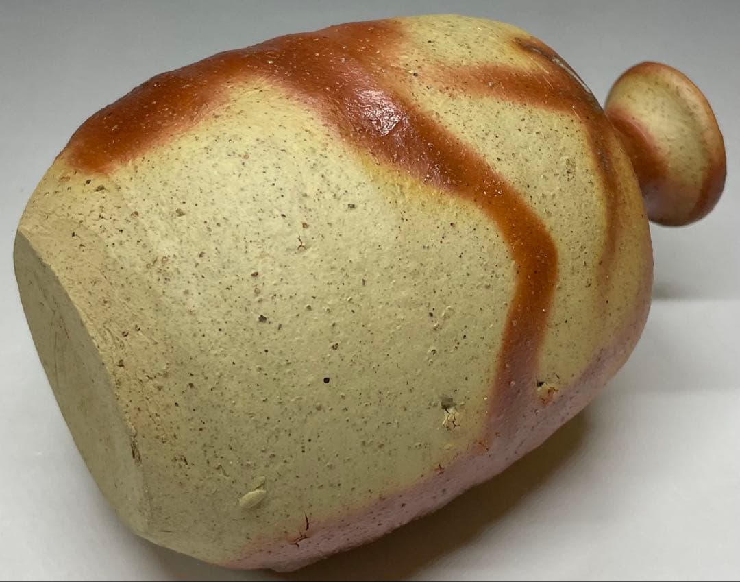 人間国宝　伊勢崎淳　備前緋襷徳利　備前焼　共箱(四方桟盛蓋) 栞　d1194