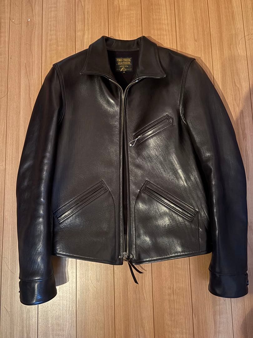 ファインクリークレザーズ　サンタアニタ　レザースポーツジャケット　36　黒　馬革