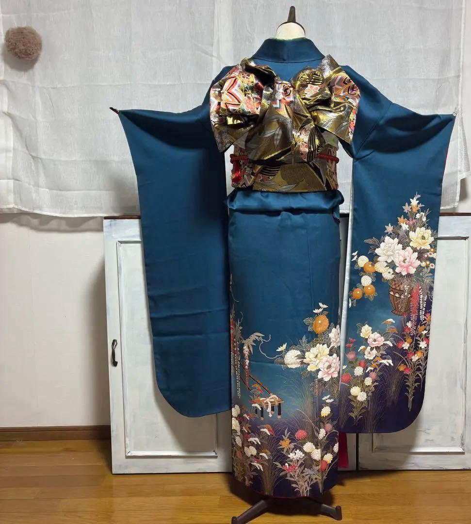 ⁂daoi20050509様⁂【振袖フルセット】極美品 草花御所車 7点セット