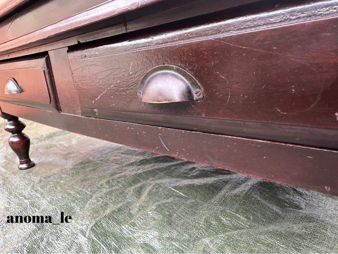 4005【文机】木製　座机　帳場机　収納棚　作業台　ジャパンヴィンテージレア◎